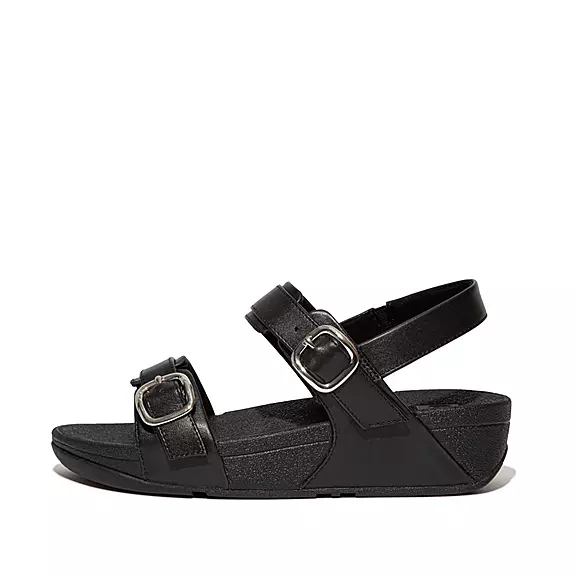 Sandales FitFlop LULU Adjustable Cuir Noir | 91892365