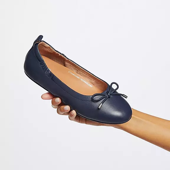 Ballerine FitFlop ALLEGRO Bow Metallic Cuir Bleu Marine | 98701452