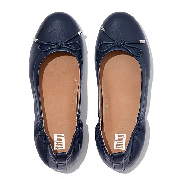 Ballerine FitFlop ALLEGRO Bow Metallic Cuir Bleu Marine | 98701452