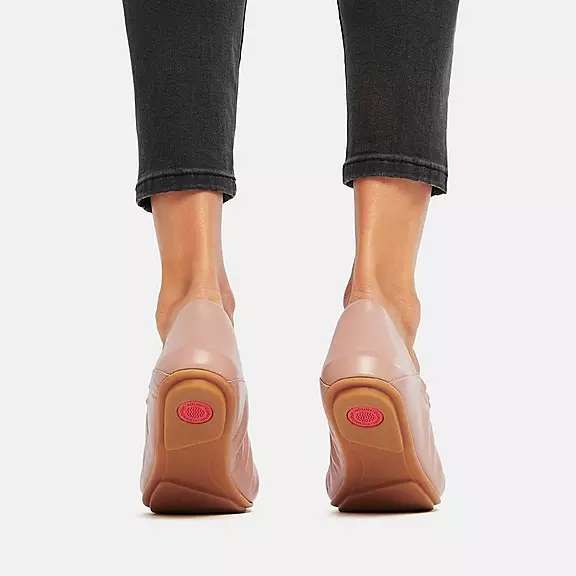 Ballerine FitFlop ALLEGRO Fold-Down Back Cuir Beige | 70288518