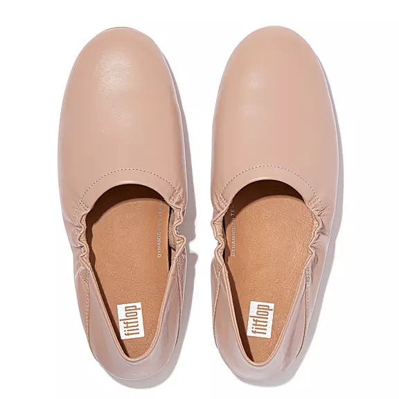 Ballerine FitFlop ALLEGRO Fold-Down Back Cuir Beige | 70288518