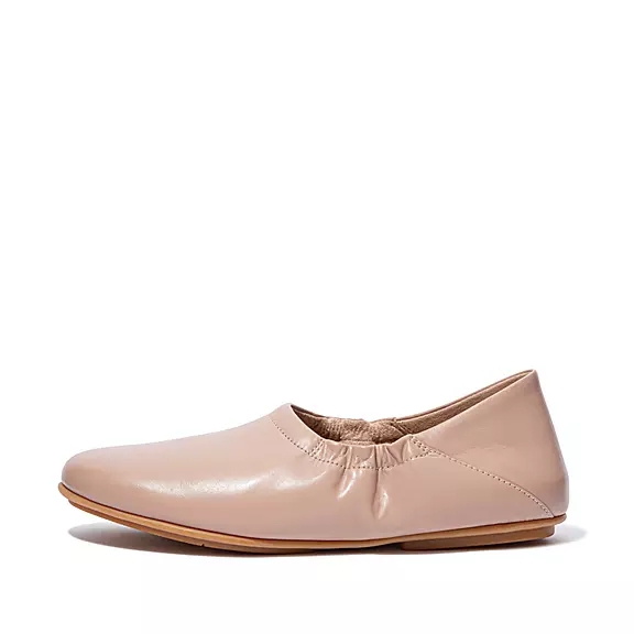 Ballerine FitFlop ALLEGRO Fold-Down Back Cuir Beige | 70288518