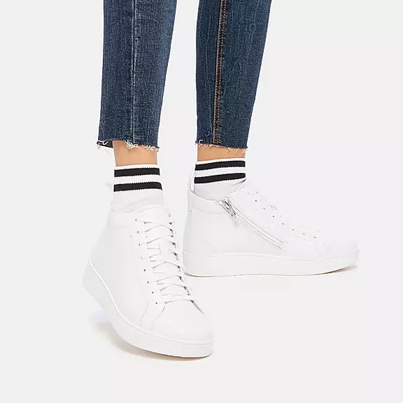 Baskets FitFlop RALLY Cuir High-Top Blanche | 86482541