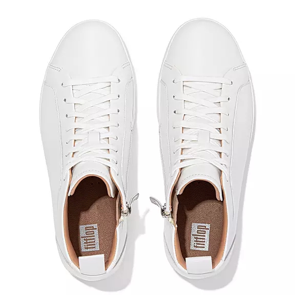 Baskets FitFlop RALLY Cuir High-Top Blanche | 86482541