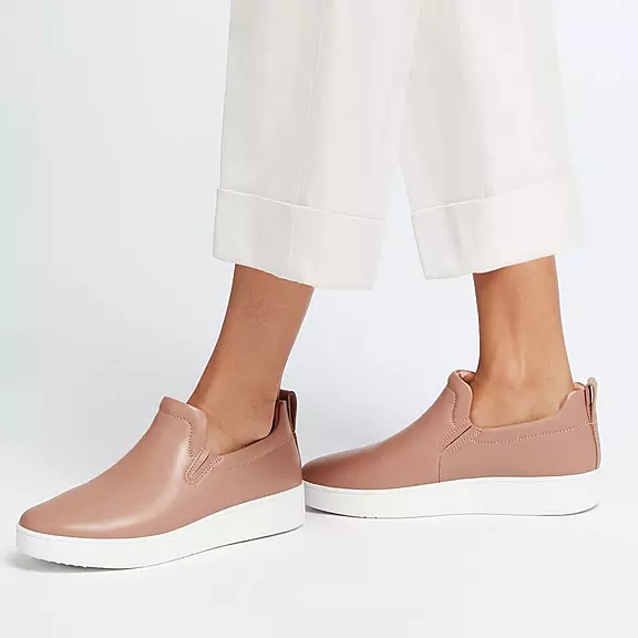 Baskets FitFlop RALLY Cuir Skate Beige | 30616265
