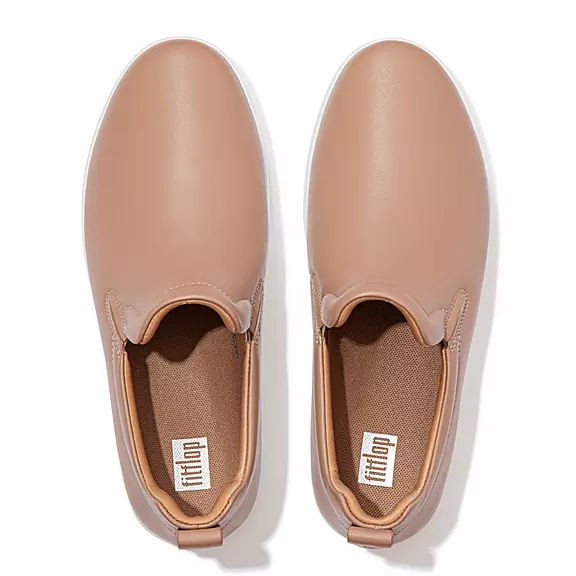 Baskets FitFlop RALLY Cuir Skate Beige | 30616265