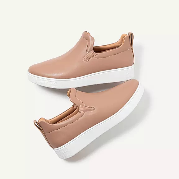 Baskets FitFlop RALLY Cuir Skate Beige | 30616265