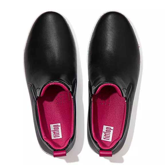 Baskets FitFlop RALLY Speckle-Sole Cuir Skate Noir | 36530923