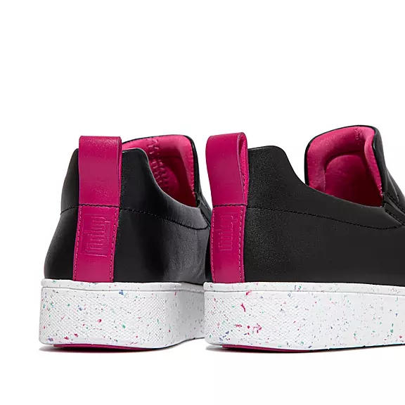 Baskets FitFlop RALLY Speckle-Sole Cuir Skate Noir | 36530923