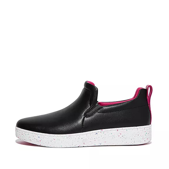 Baskets FitFlop RALLY Speckle-Sole Cuir Skate Noir | 36530923