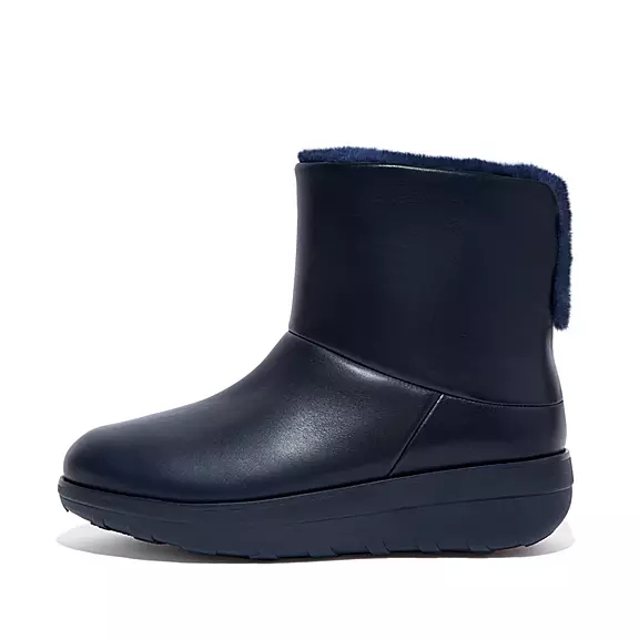Bottines FitFlop MUKLUK SHORTY Imperméables Shearling-Doublée Bleu Marine | 89544459