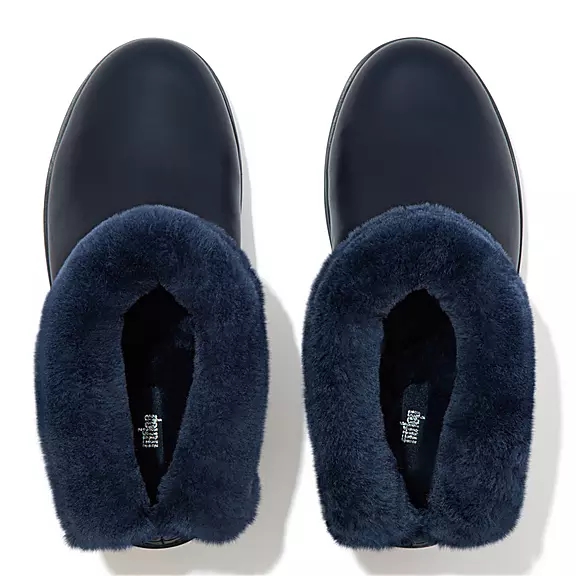 Bottines FitFlop MUKLUK SHORTY Imperméables Shearling-Doublée Bleu Marine | 89544459