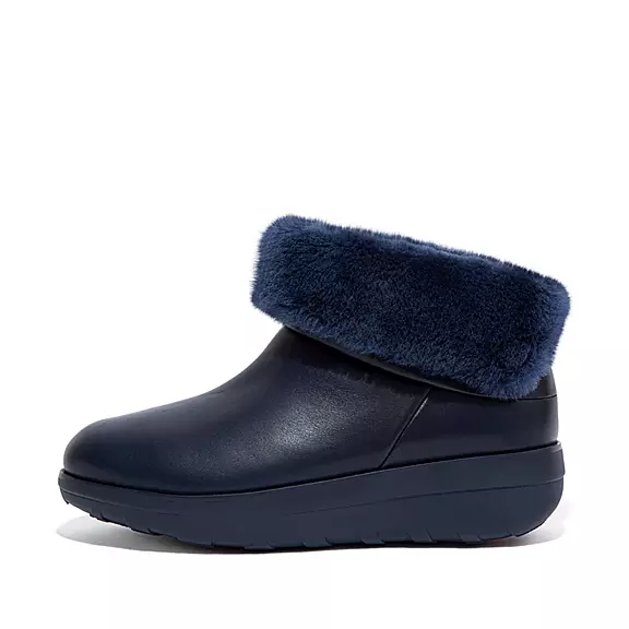 Bottines FitFlop MUKLUK SHORTY Imperméables Shearling-Doublée Bleu Marine | 89544459