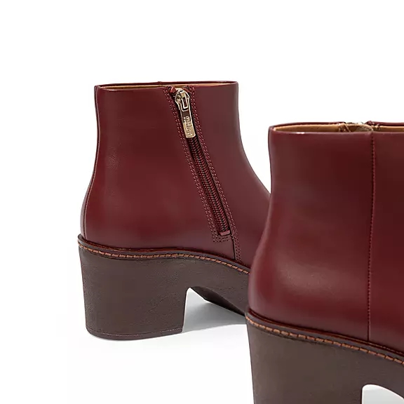 Bottines FitFlop PILAR Cuir Plateforme Bordeaux | 54613578