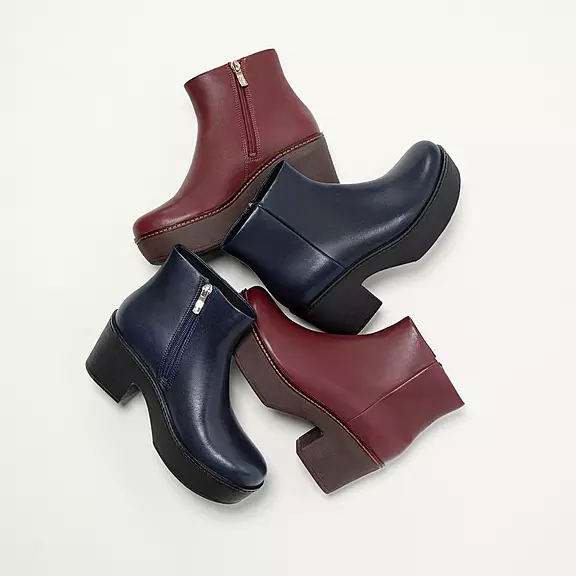 Bottines FitFlop PILAR Cuir Plateforme Bordeaux | 54613578