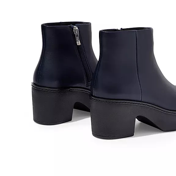Bottines FitFlop PILAR Cuir Plateforme Bleu Marine | 96938162