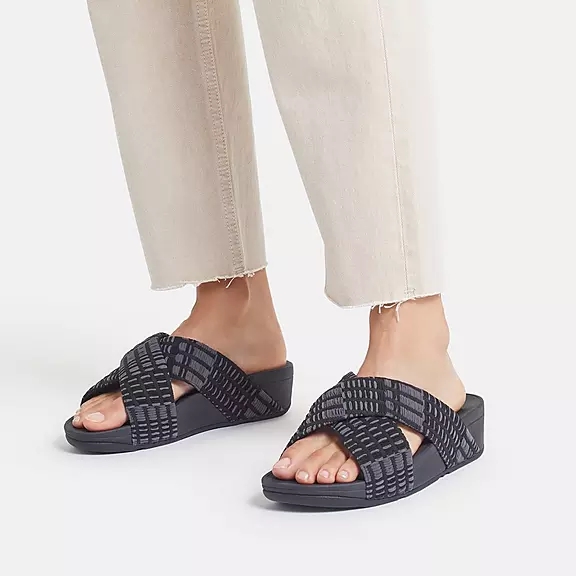 Claquette FitFlop LULU Art-Denim Cross Noir | 86504296