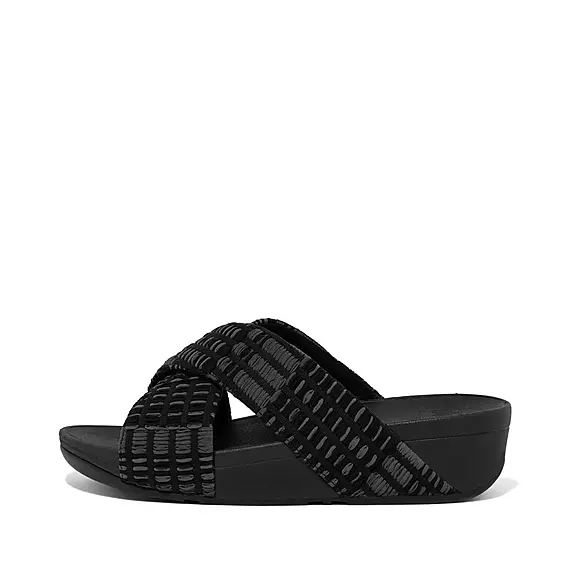Claquette FitFlop LULU Art-Denim Cross Noir | 86504296