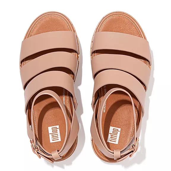Sandales Compensées FitFlop ELOISE Espadrillas Cuir Beige | 30585071