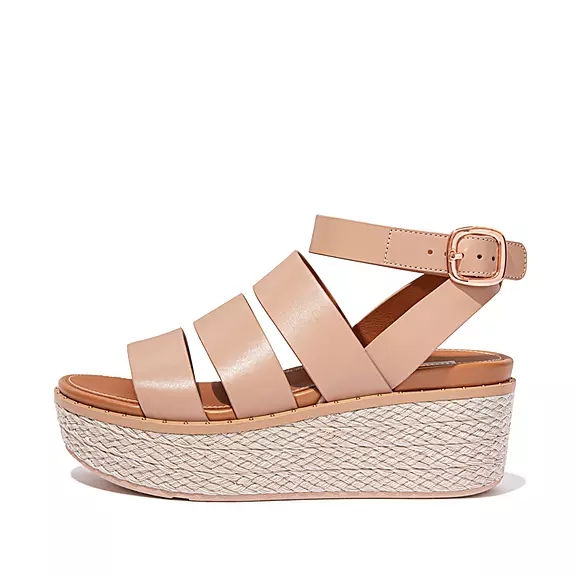 Sandales Compensées FitFlop ELOISE Espadrillas Cuir Beige | 30585071