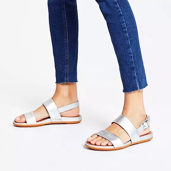 Sandales FitFlop GRACIE Metallic Cuir Argent | 96330258