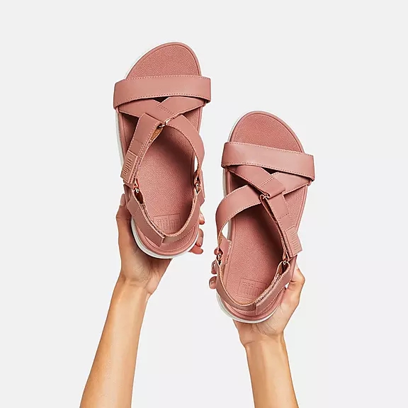 Sandales FitFlop LOOSH Cuir Cross-Brides Rose | 67586066