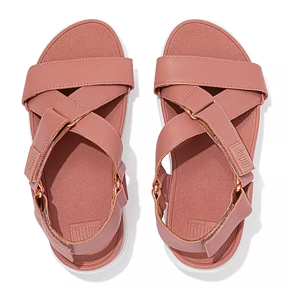 Sandales FitFlop LOOSH Cuir Cross-Brides Rose | 67586066