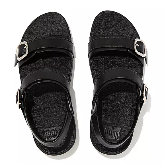 Sandales FitFlop LULU Adjustable Cuir Noir | 91892365