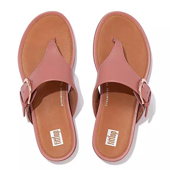 Sandales Toe-Post FitFlop GRACIE Boucle Cuir Rose | 77792319