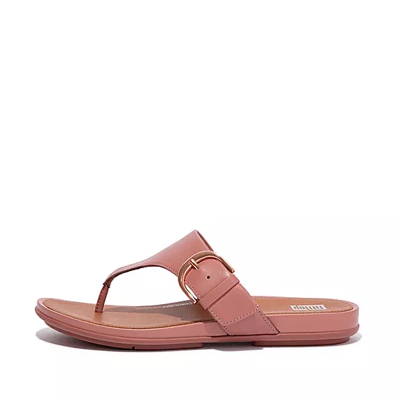Sandales Toe-Post FitFlop GRACIE Boucle Cuir Rose | 77792319