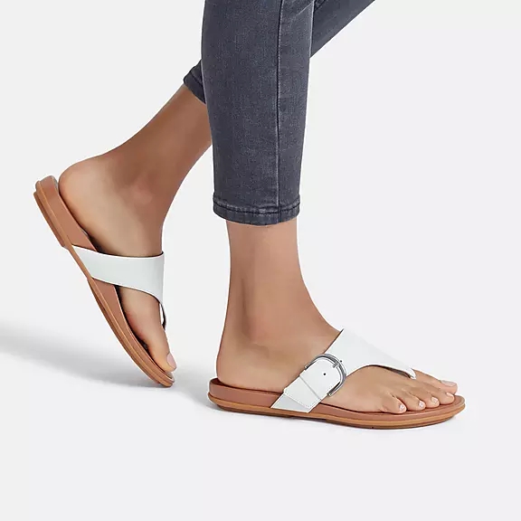 Sandales Toe-Post FitFlop GRACIE Boucle Cuir Blanche | 87858110