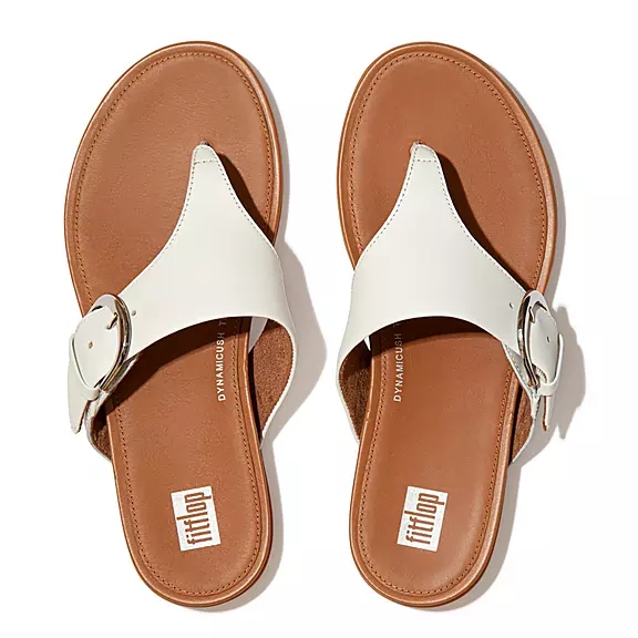 Sandales Toe-Post FitFlop GRACIE Boucle Cuir Blanche | 87858110