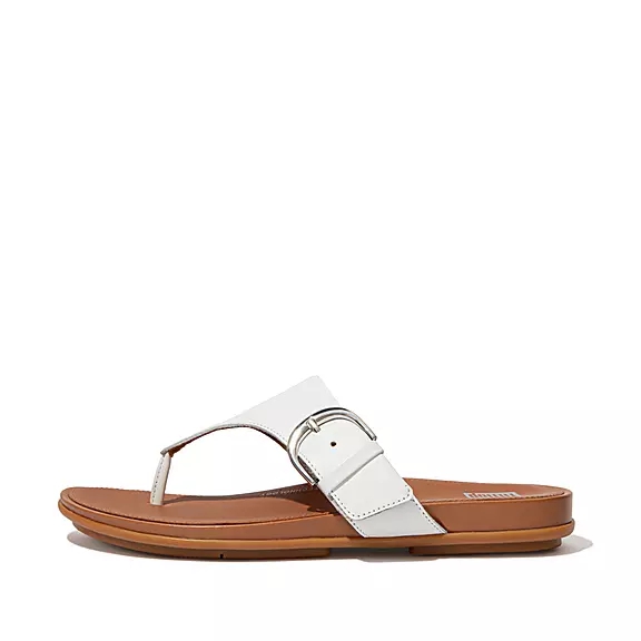 Sandales Toe-Post FitFlop GRACIE Boucle Cuir Blanche | 87858110