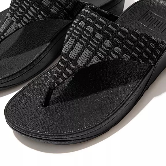 Sandales Toe-Post FitFlop LULU Art-Denim Noir | 79149678