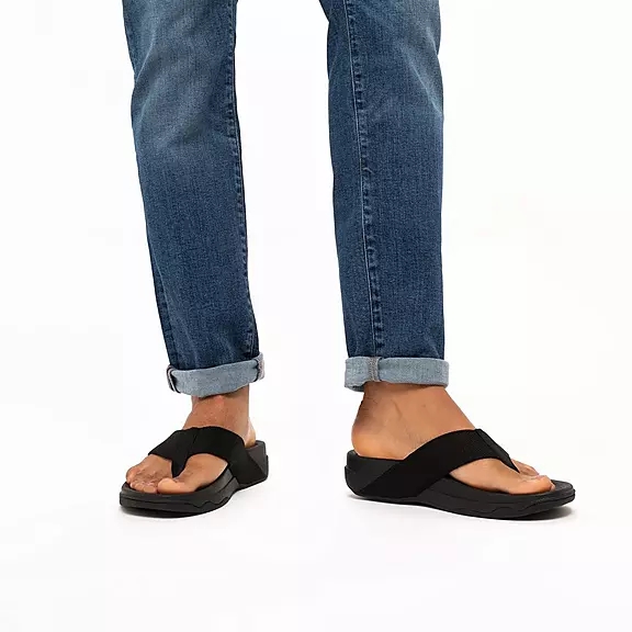 Sandales Toe-Post FitFlop SURFER Mens Noir | 81461457