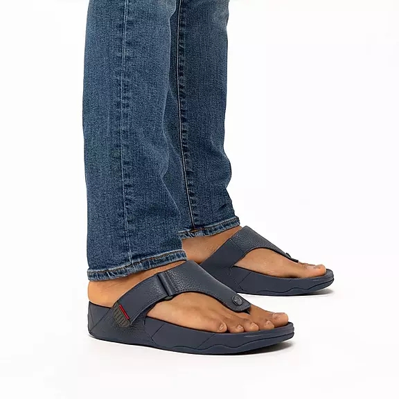 Sandales Toe-Post FitFlop TRAKK II Cuir Bleu Marine | 50038392