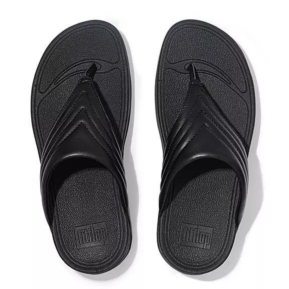 Sandales Toe-Post FitFlop WALKSTAR Cuir Noir | 22528824
