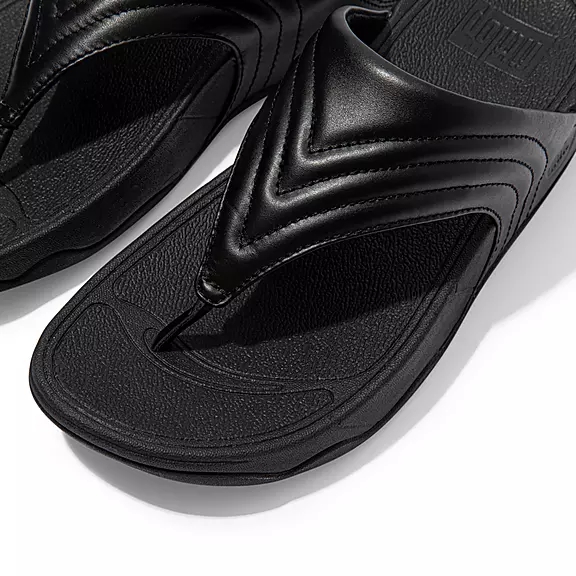 Sandales Toe-Post FitFlop WALKSTAR Cuir Noir | 22528824