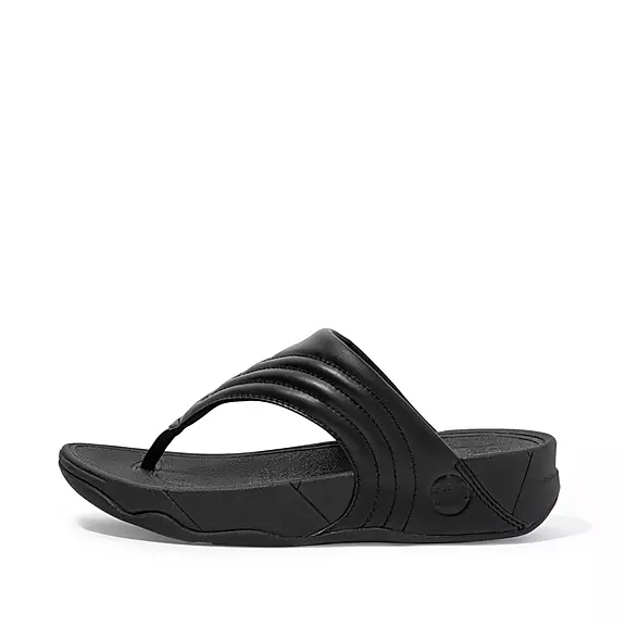 Sandales Toe-Post FitFlop WALKSTAR Cuir Noir | 22528824